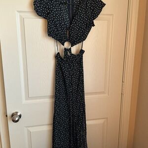 Reverse Navy Backless Floral Dress